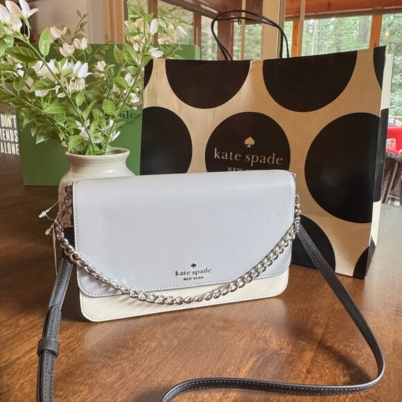 Kate Spade Madison Colorblock Flap Convertible Crossbody in Platinum Grey - Picture 1 of 6